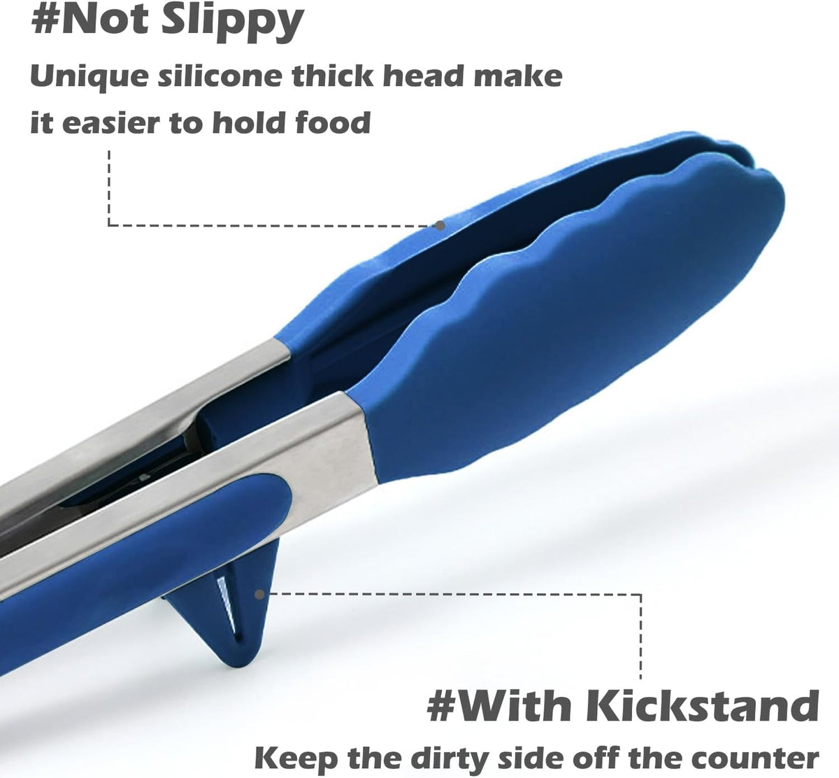 9" Kitchen Tongs for cooking with Silicone Tips, 3Pcs Serving Tongs, Blue
