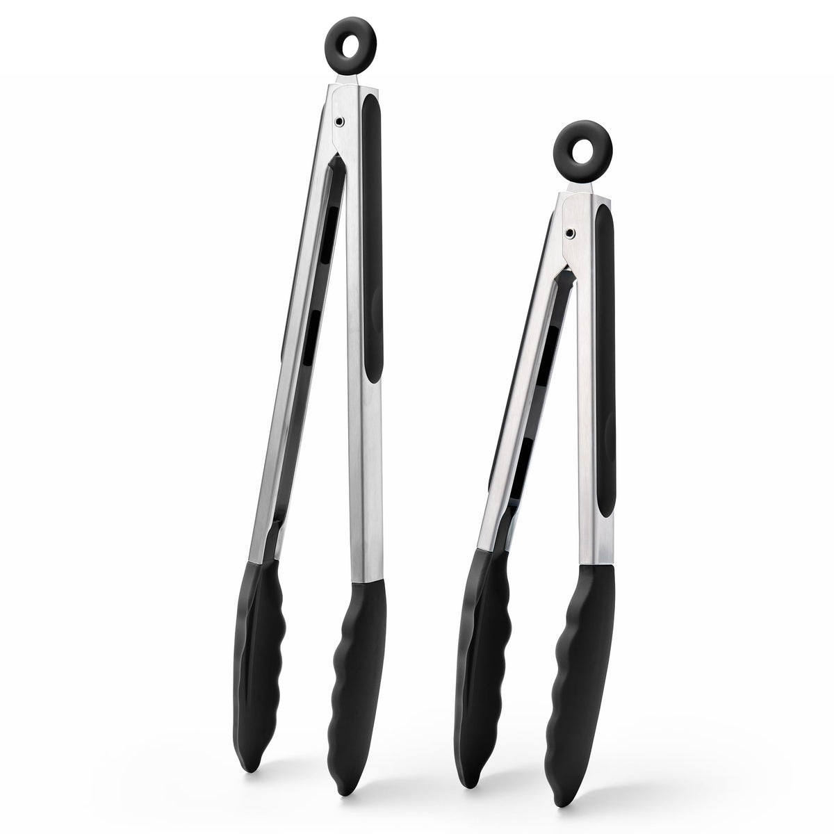 Doosu Kitchen Tongs with Silicone Tips for Cooking Serving (9+12in, Red)