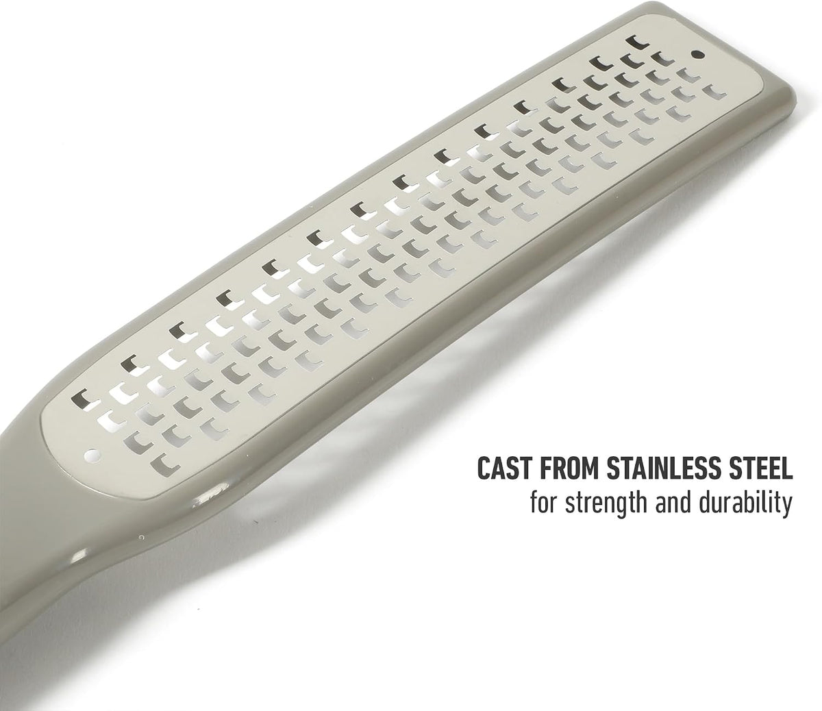 Calphalon Edge 2 Piece Stainless Steel Handheld Cheese Grater and Lemon Zester W/Covers & Rubber Handles - Taupe