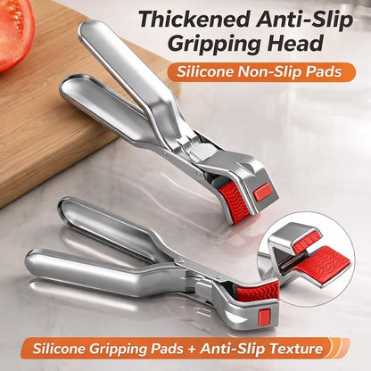 2PCS Hot Plate Grippers,anti scald bowl Stainless Steel holder clip,non-slip hot plate gripper tongs,multi-function anti-scald bowl clip for kitchen