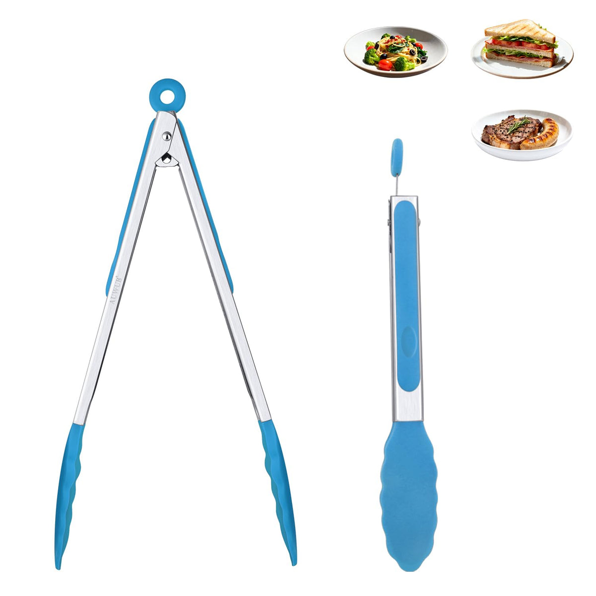 9 Inch Kitchen Tongs,Silicone Non-Slip Cooking Utensil for Grilling