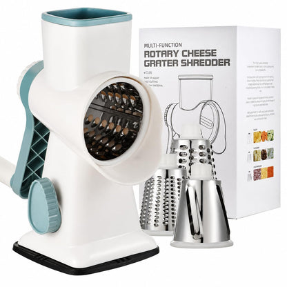 Rotary Cheese Grater Manual Hand Crank 3-in-1 Vegetable Shredde
