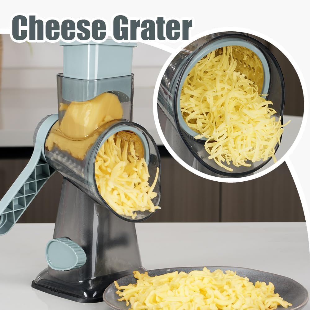 KEOUKE Rotary Cheese Grater, Hand Crank Shredder Slicer, Snow Cone Maker