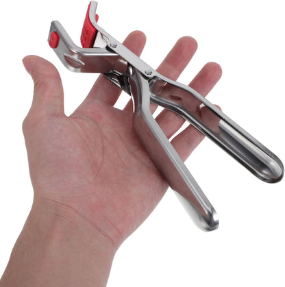 2pcs Anti Scald Bowl Tongs Stainless Steel Silicone Grips