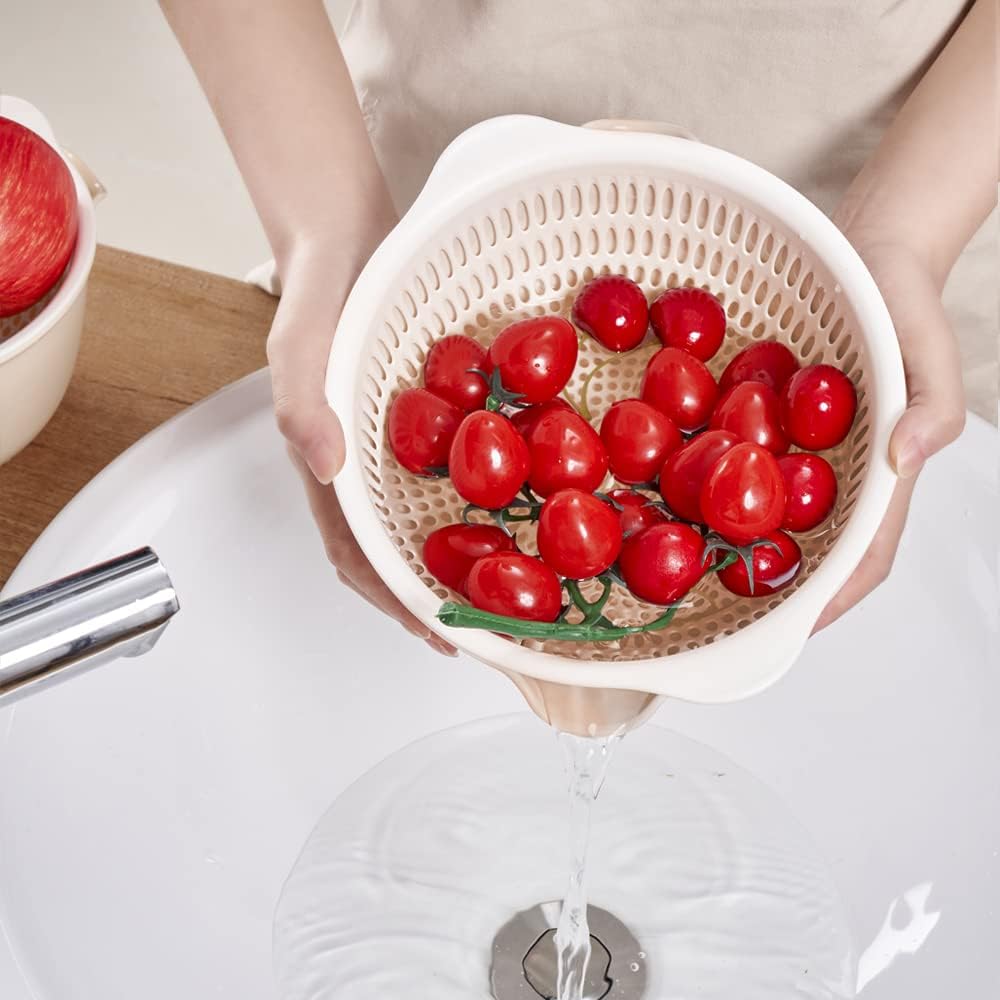 2 in 1 Kitchen Colander Set with Bowl Strainer (2 Sets 2.5 Qt)
