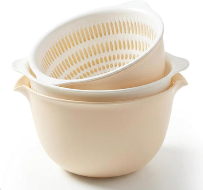 2 in 1 Kitchen Colander Set with Bowl Strainer (2 Sets 2.5 Qt)
