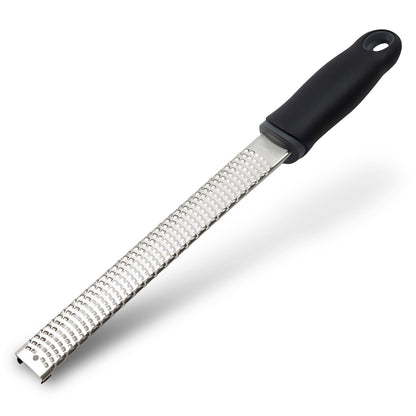 Wide Lemon Zester & Cheese Grater, 18/8 Stainless Steel with Cover, Black
