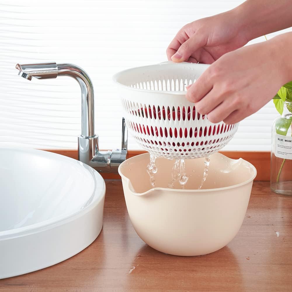 2 in 1 Kitchen Colander Set with Bowl Strainer (2 Sets 2.5 Qt)
