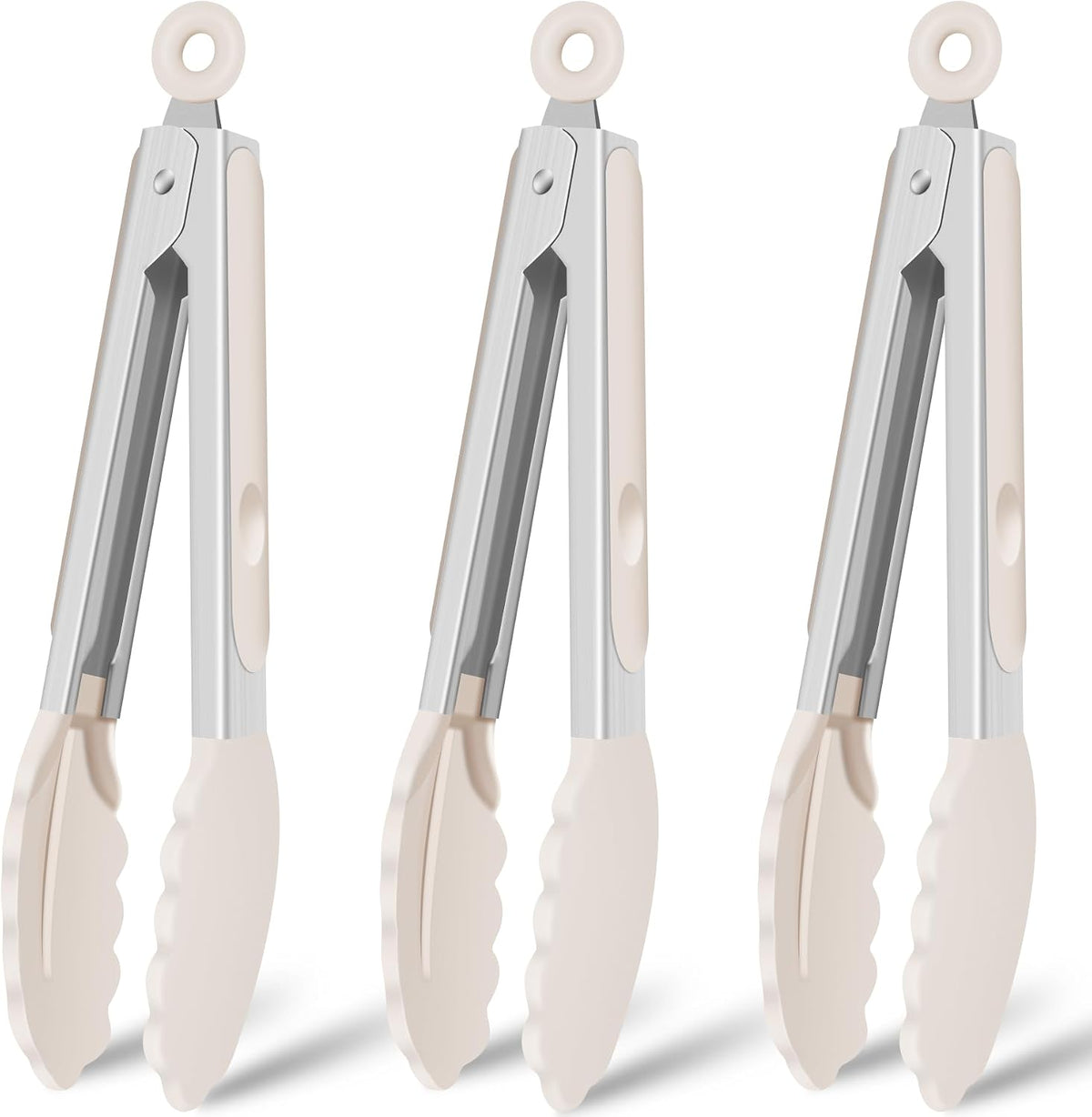 HOTEC Silicone Kitchen Tongs for Cooking, 9-Inch Serving Tongs, Set of 3