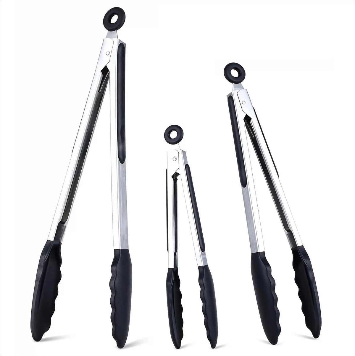 7/9/12 Inch Kitchen Tongs Set of 3, Cooking Tongs with Silicone Tips