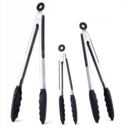 7/9/12 Inch Kitchen Tongs Set of 3, Cooking Tongs with Silicone Tips