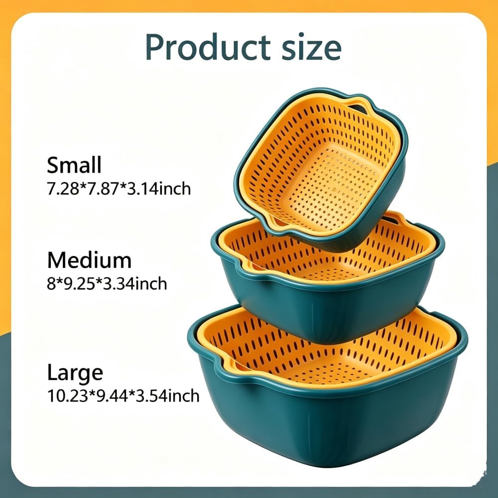 Stackable Vegetable Washing Basket Strainer Colander Set