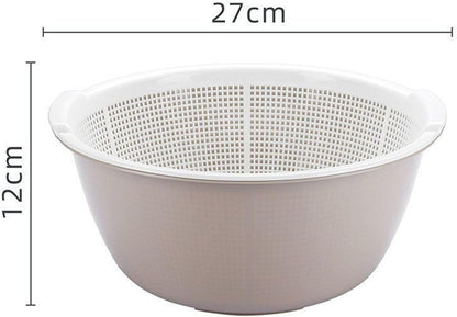 2 in 1 Kitchen Strainer Colander Bowls Set, Thickened Plastic Detachable Double Layer Drainage Basket Fruit Colander Draining Bowl Vegetable Washing Basket for Cleaning Washing(12 x 27cm