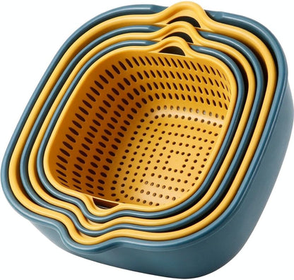 Stackable Vegetable Washing Basket Strainer Colander Set