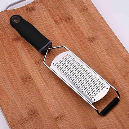 Wide Lemon Zester & Cheese Grater, 18/8 Stainless Steel with Cover, Black