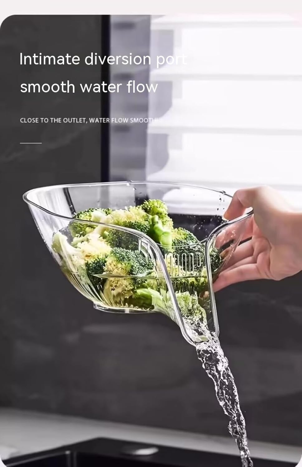 2PCS Multi-functional Drain Basket, Drainage Basket Funnel, Multifunctional Fruits Vegetables Draining Bowl Washing Colander Kitchen Food Strainer (transparent)