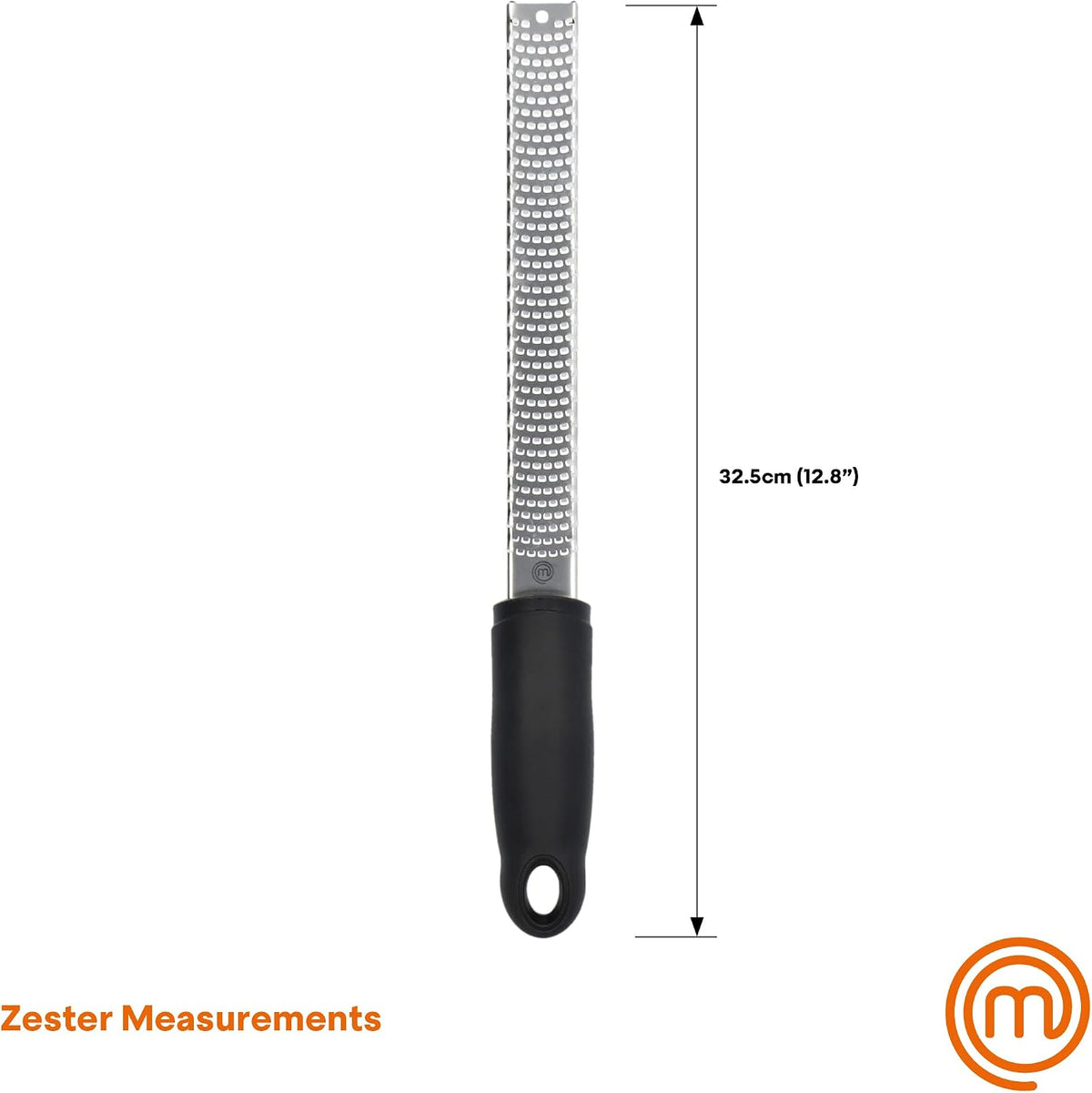 MasterChef Lemon Zester Grater with Handle, Stainless Steel, Non Slip Grip