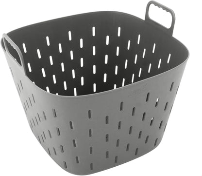 Vego FlexTrug Tub for Indoor, Outdoor Gardening Strainer Basket for Harvest, Rinse and Garden Use- 8 Gallon, Fog Gray