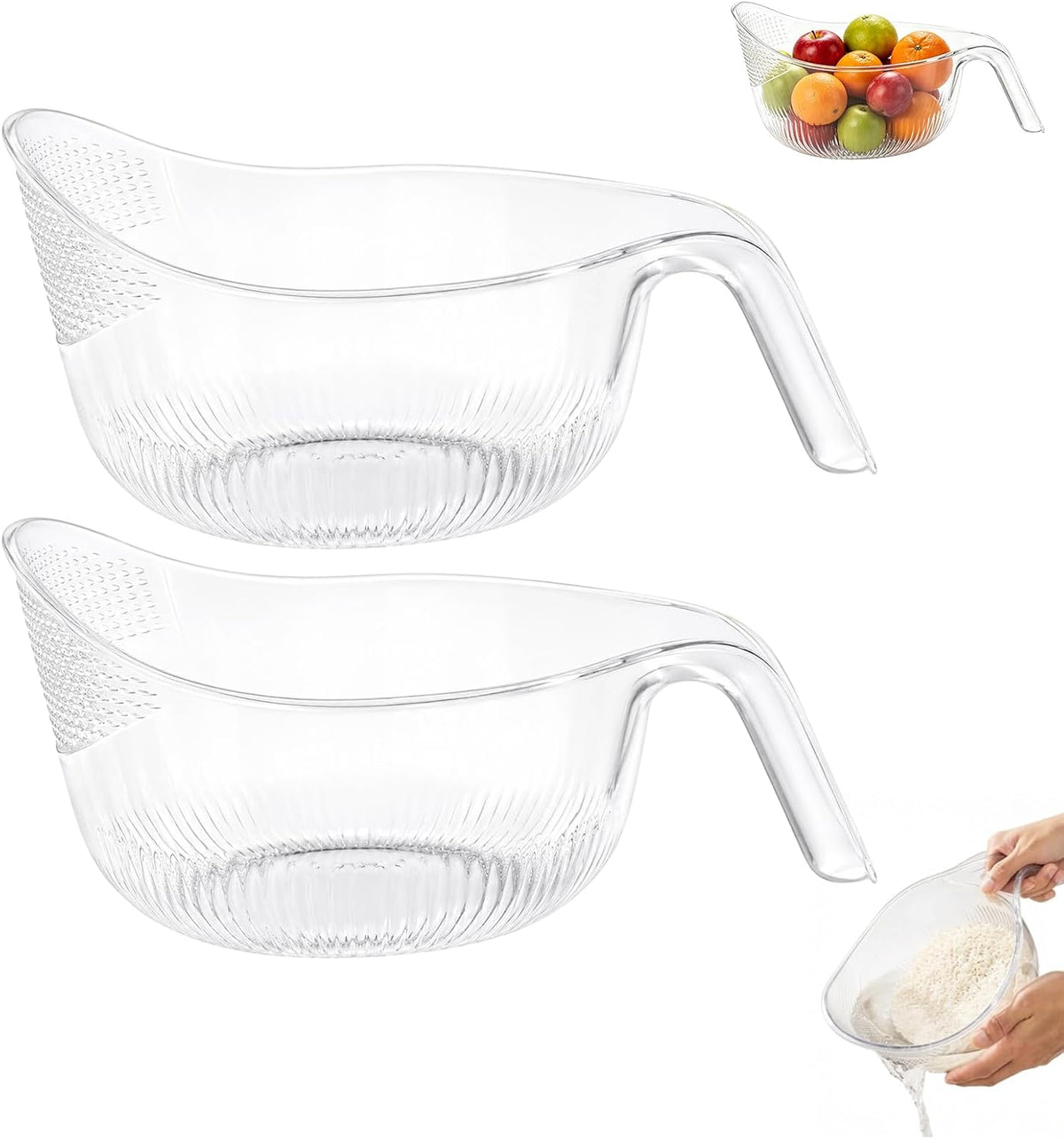 2-In-1 Rice Strainer,Multipurpose Rice Washing BowL (1PCS WHITE)