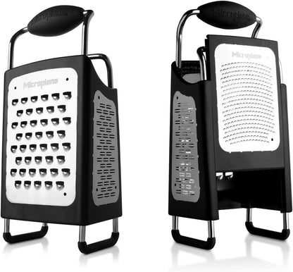 Microplane Four Sided Stainless Steel Ultra-Sharp Multi-Purpose Box Grater - Slicer, Fine, Ribbon, and Extra Coarse Blade Styles