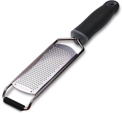 Wide Lemon Zester & Cheese Grater, 18/8 Stainless Steel with Cover, Black