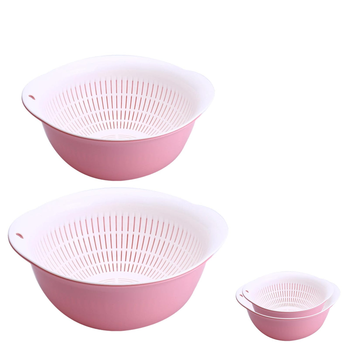 Colander Bowl Set of 2, Nesting Large Capacity Plastic Food Strainer for Pasta, Vegetables and Fruits Washing Draining Basket, Space Saving, BPA Free