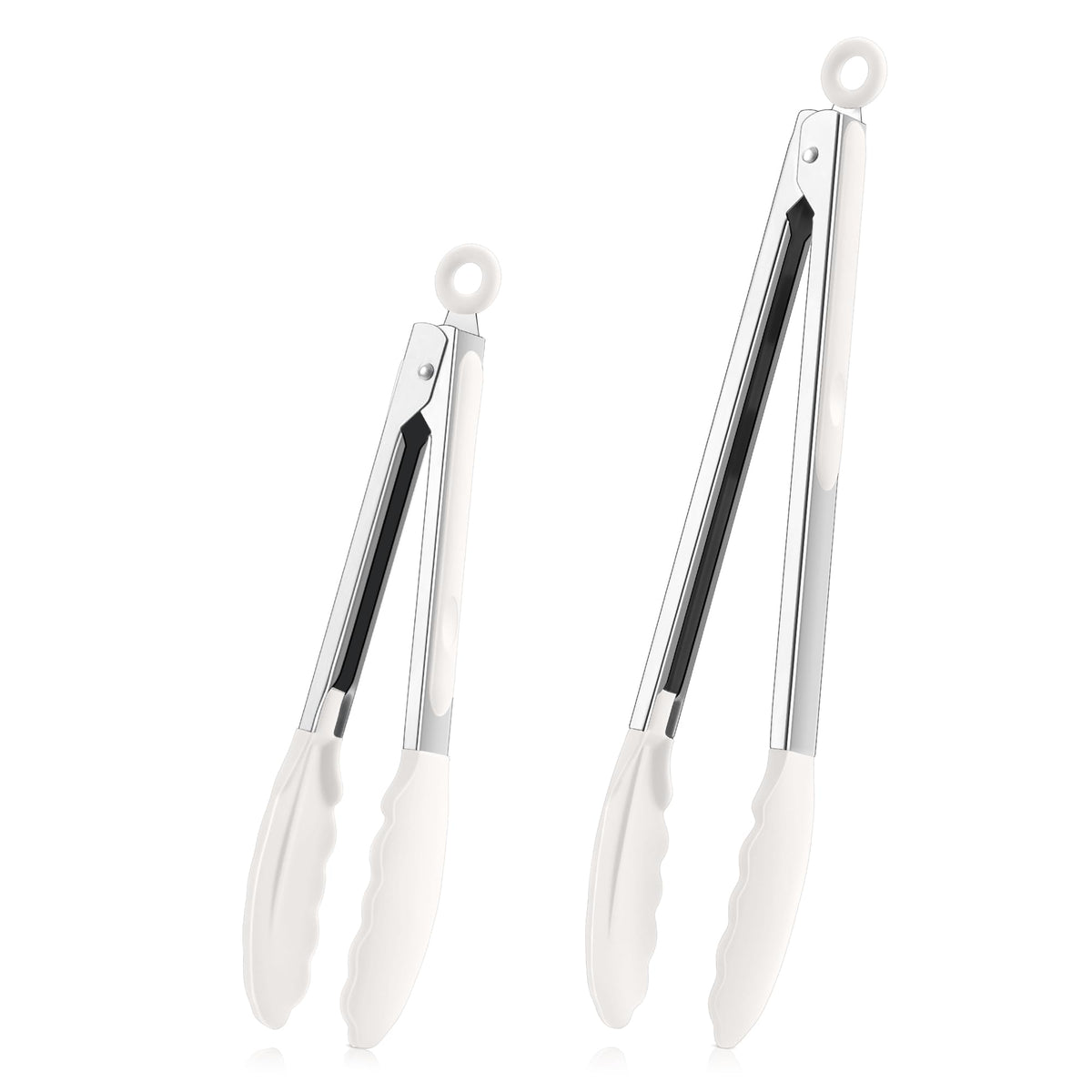 TeamFar Kitchen Tongs, 9"&12" Stainless Steel Heat Resistant Cooking Tongs