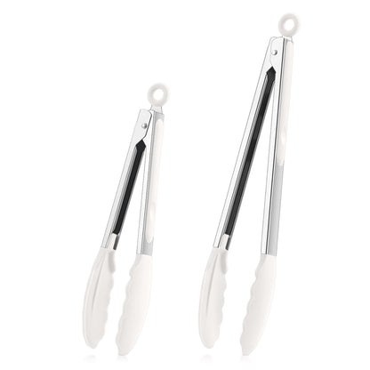 TeamFar Kitchen Tongs, 9"&12" Stainless Steel Heat Resistant Cooking Tongs