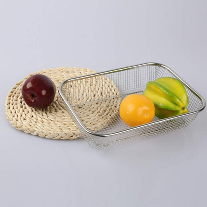 Ipetboom Stainless Steel Drain Basket Fruit and Vegetable Washing Basket Rectangular Kitchen Sink Strainer Mesh Colander for Rinsing Draining and Storage 12.99 X 9.44 X 2.75 in