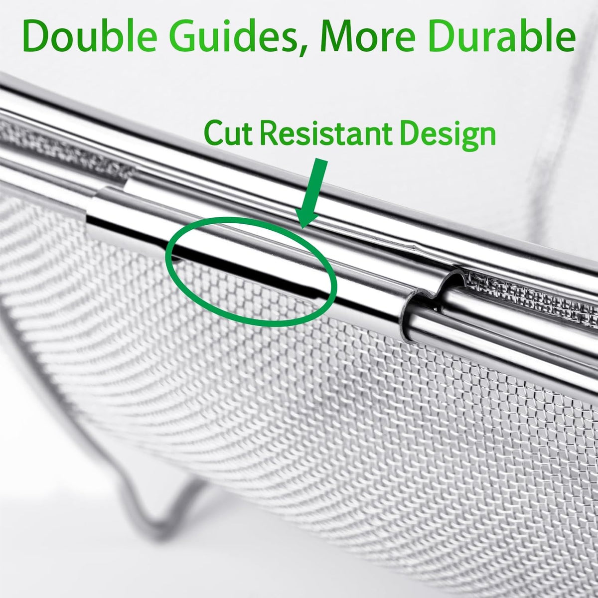 Tiawudi 6-Quart Large Over The Sink Colander, Heavy Duty 40% Thicker 18/8 Stainless Steel Fine Mesh Strainer Basket with Expandable Rubber Grip Handles - Strain, Drain, Rinse Fruits, Vegetables