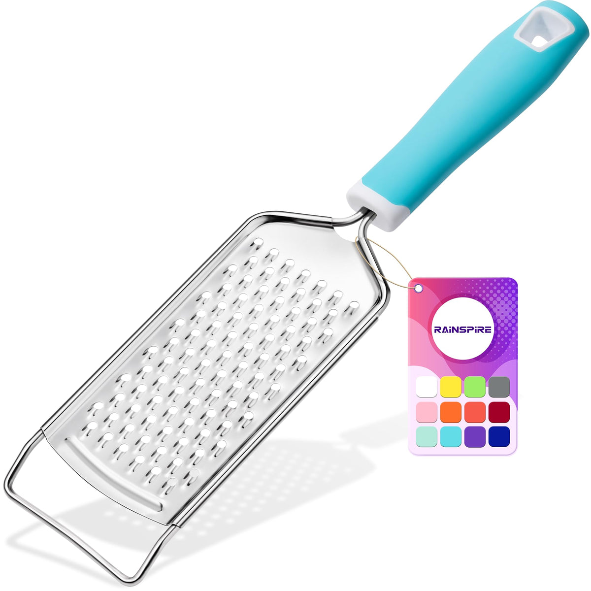Rainspire Professional Cheese Graters for Kitchen Stainless Steel Handheld, Metal Lemon Zester Grater With Handle For Cheese, Chocolate, Spices, Kitchen Gadgets And Tools, Soft Grip Handle, Black