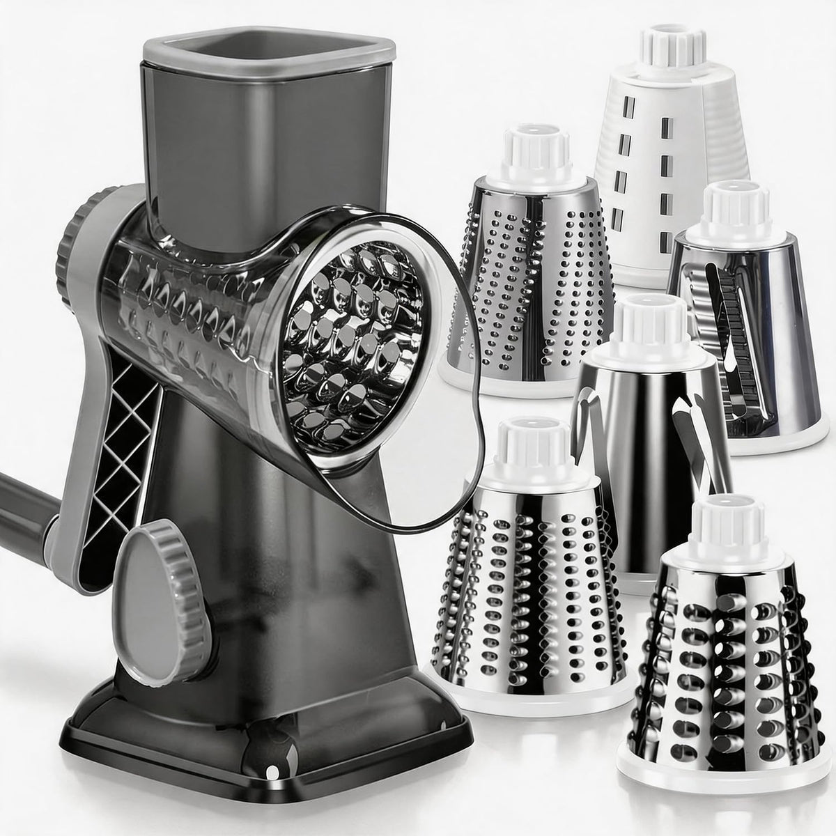 KEOUKE Rotary Cheese Grater, Hand Crank Shredder Slicer, Snow Cone Maker