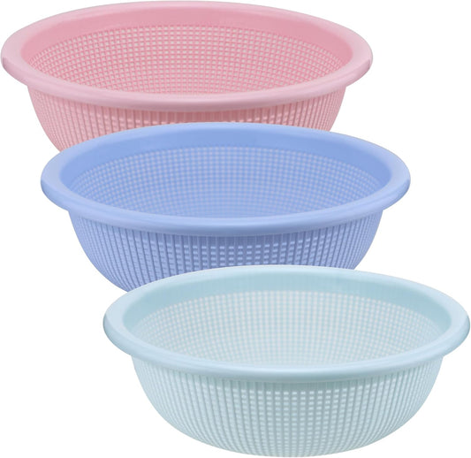 EIKS 3-Pack Plastic Colander Baskets, Fine Mesh Sieve
