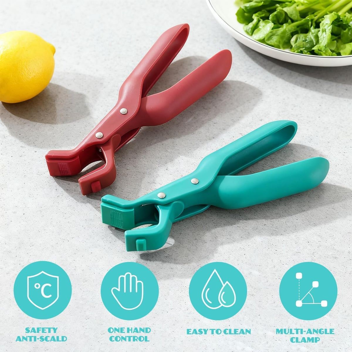 2 PCS Hot Plate Gripper Tongs, Anti Scald Plate Gripper, Multi-Function Anti-Scald Bowl Clip, Silicone non-slip hot plate clips, Kitchen Utensil For Bowls Pans Dishes