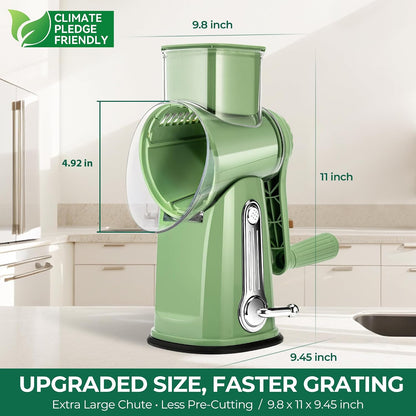SUSTEAS Rotary Cheese Grater, Large Vegetable Food Shredder, 5 Blades