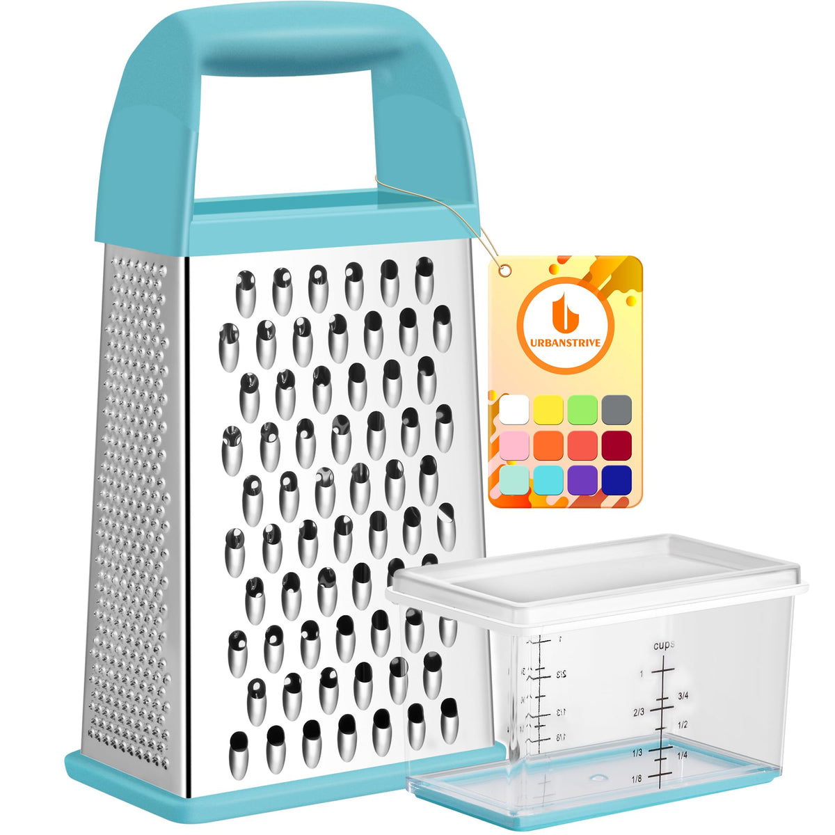 Cheese Grater With Container Box Grater Stainless Steel Kitchen Grey