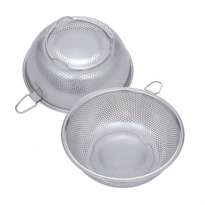 2 Pack Stainless Steel Colander Berry Colanders Baskets,Metal Strainer Colander, Micro-Perforated & Elevated Feet for Draining Food Vegetable Fruit (8.85"x8.85"x2.95")