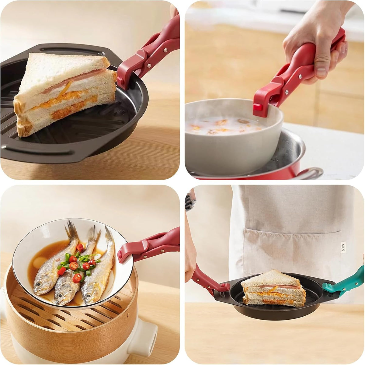 Multi-Function Anti-Scald Bowl Clip, 2PCS Multi-Purpose Hot Bowl Dish Plate Gripper Clips Tongs Clamp Holder for Kitchen, Silicone Non-Slip Anti-Scald Ironing Dish Clamp for Cooking