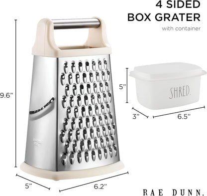 Rae Dunn Everyday Collection Multifunction Grater- Stainless Steel Grater and Zester for Cheese, Spices, Vegetables, Cream