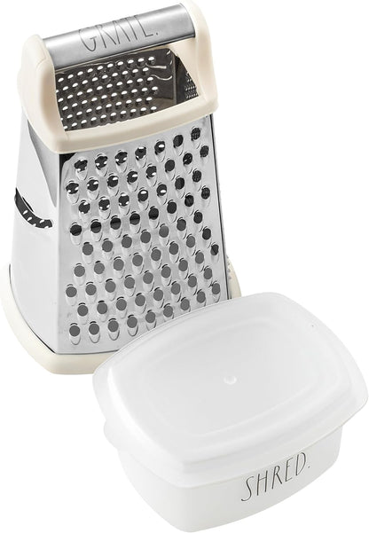 Rae Dunn Everyday Collection Multifunction Grater- Stainless Steel Grater and Zester for Cheese, Spices, Vegetables, Cream
