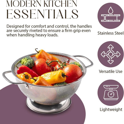 Bellemain Stainless Steel Colander for Kitchen, 5 Qt Pasta & Rice Strainer