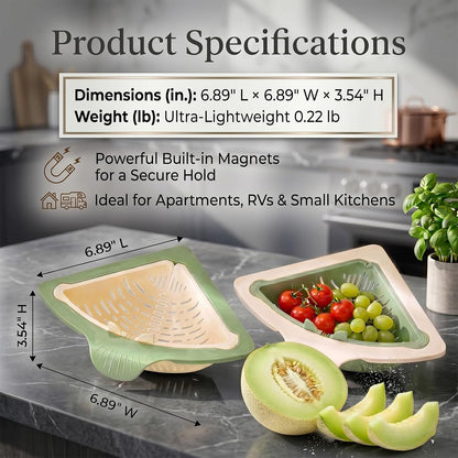 2026 New Corner Sink Strainer, Honeydew Cream Two-Tone, Twist-Open Bottom
