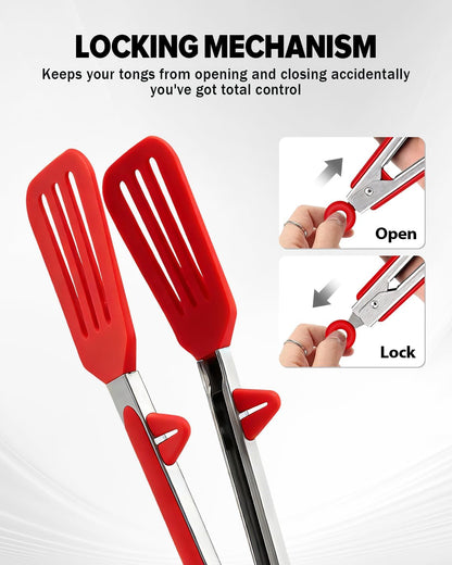 Kitchen Tongs for Cooking, Stainless Steel, Non Scratch Silicone Tip,3 Pack