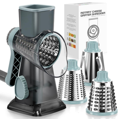 KEOUKE Rotary Cheese Grater, Hand Crank Shredder Slicer, Snow Cone Maker