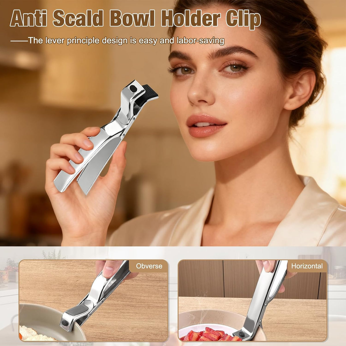 2Pcs Stainless Steel Hot Plate Gripper Clips - Multi-Purpose Hot Bowl 2026 New Upgrade Hot Plate Gripper Tongs for Oven, Air Fryer, Steamer, Non-Slip Design, Pots & Bowls