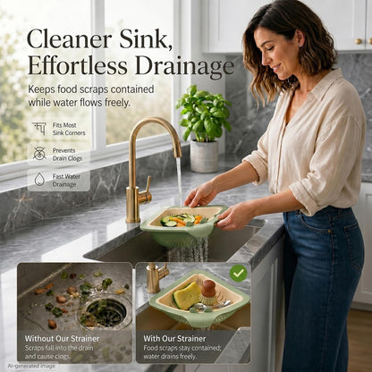 2026 New Corner Sink Strainer, Honeydew Cream Two-Tone, Twist-Open Bottom