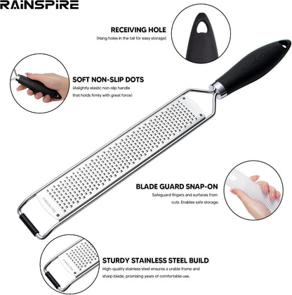 304 Stainless Steel Citrus Lemon Zester Spice Ginger Garlic Grater Black