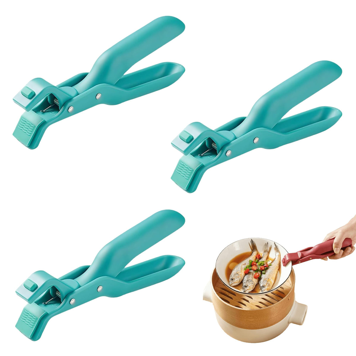 3 Pcs Hot Plate Grippers, 2026 New Multi-Function Anti-Scald Bowl Clip, Non-Slip Hot Plate Gripper Tongs for Microwave, Oven, Air Fryer, Steamer, Pots & Bowls (3 Pcs Mix Color)
