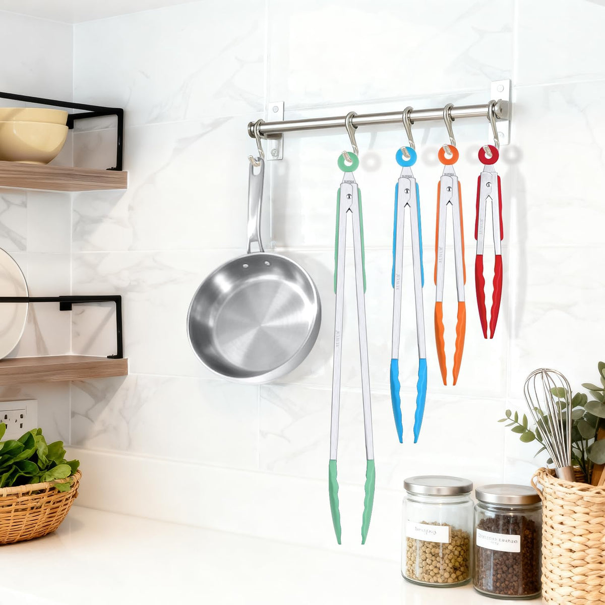 9 Inch Kitchen Tongs,Silicone Non-Slip Cooking Utensil for Grilling
