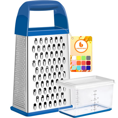 Cheese Grater With Container Box Grater Stainless Steel Kitchen Blue